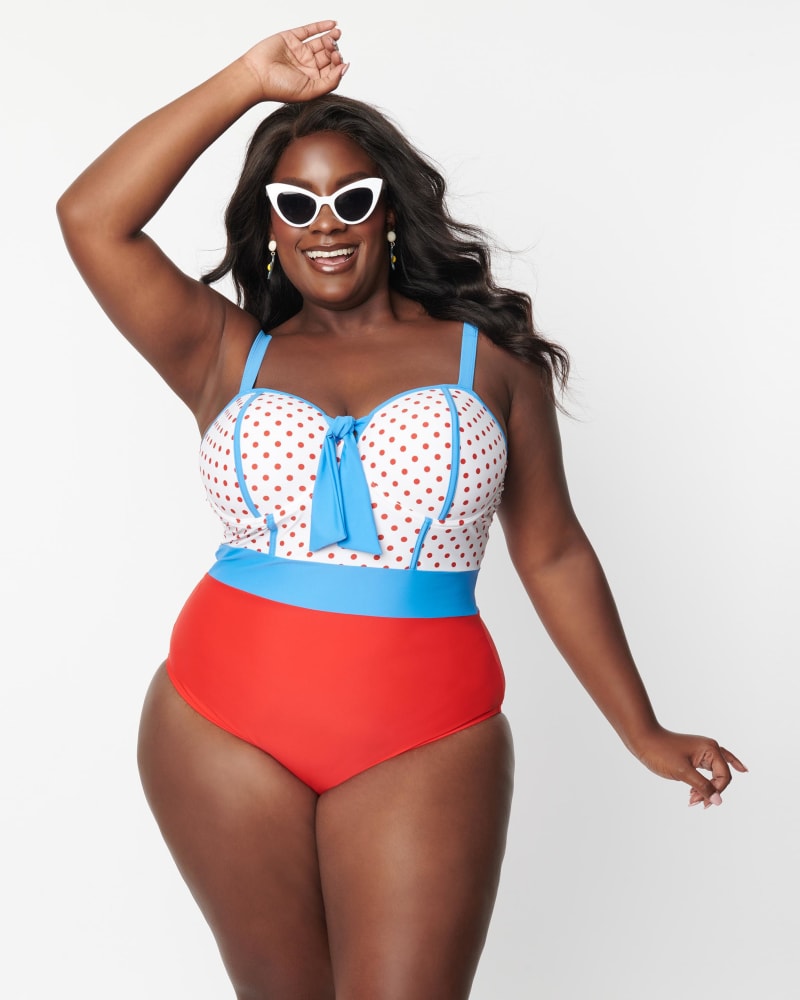 Polka dot swimsuit one piece sale